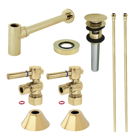 Kingston Brass CC53302DLVOKB30 Plumbing Sink Trim Kit with Bottle Trap and Overflow Drain, Polished Brass CC53302DLVOKB30